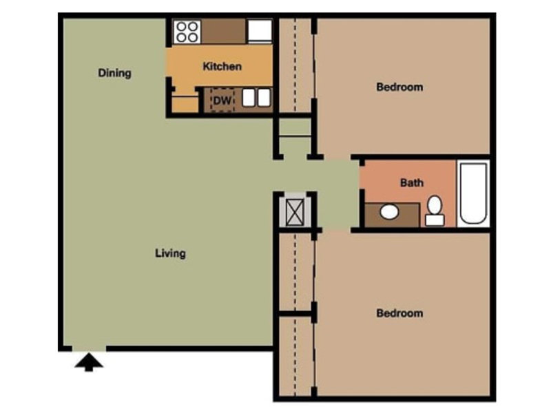 2 Bedroom Floorplan at Patriot Grove
