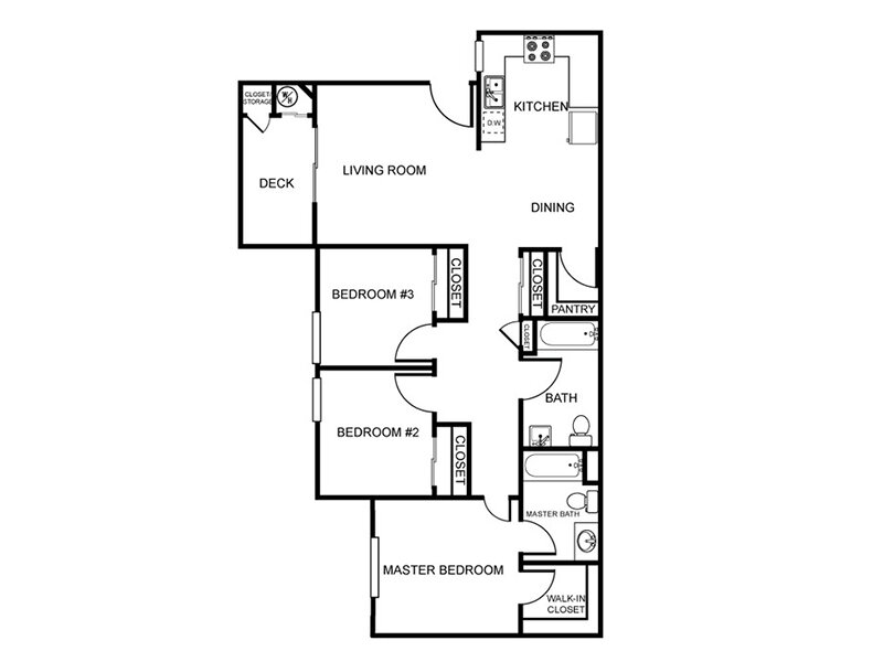 3x2 floor plan at Summit Ridge Apartments