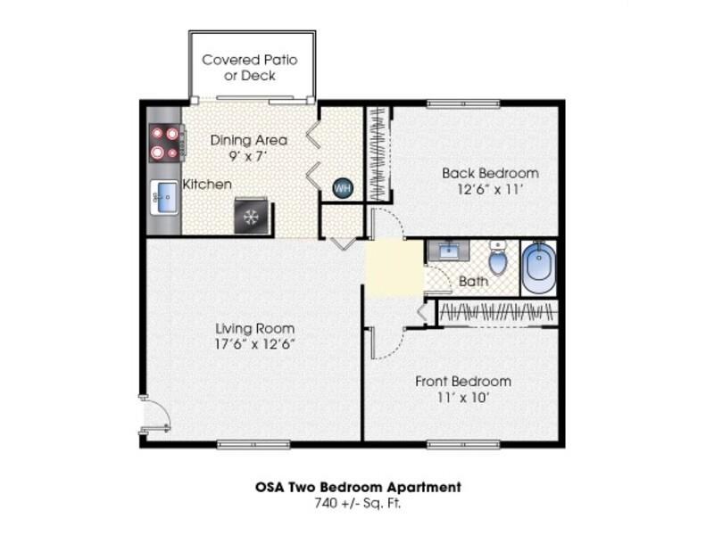 View floor plan image of 2 Bedroom 1 Bathroom apartment available now