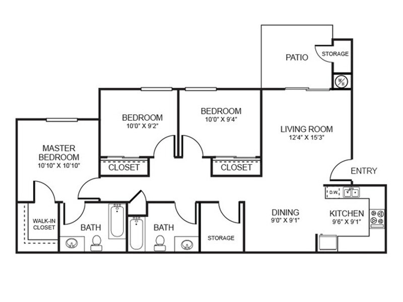 Desert Garden Apartments Floor Plan 3x2