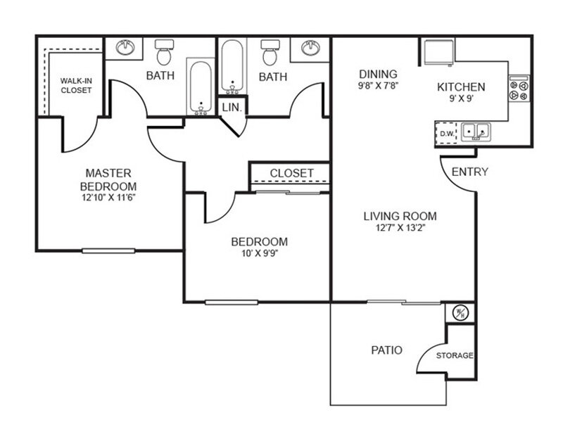 Desert Garden Apartments Floor Plan 2x2