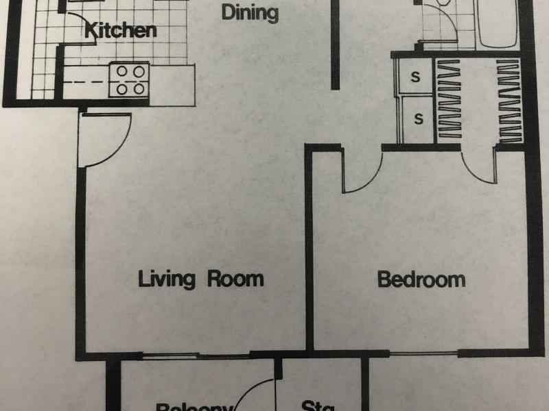 1 Bedroom 1 Bath Floorplan