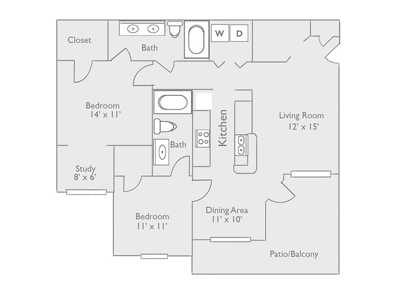 2x2-1099 Floorplan at The Piedmont