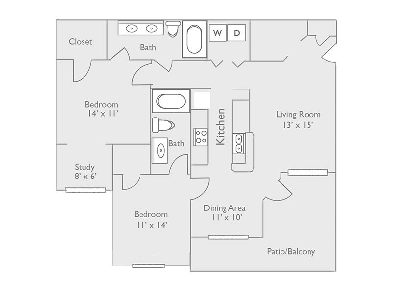 2x2-1157 Floorplan at The Piedmont