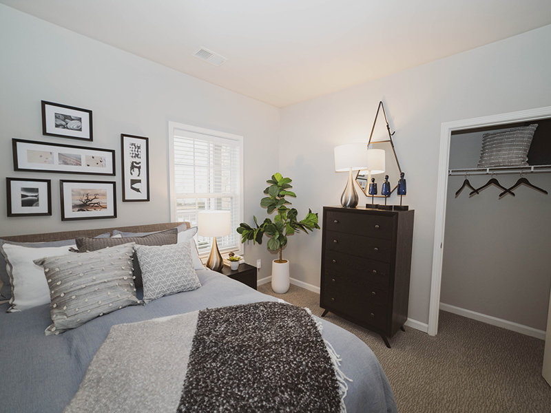 Bedroom and Closet | Reserve at Stone Hollow Apartments in Charlotte, NC
