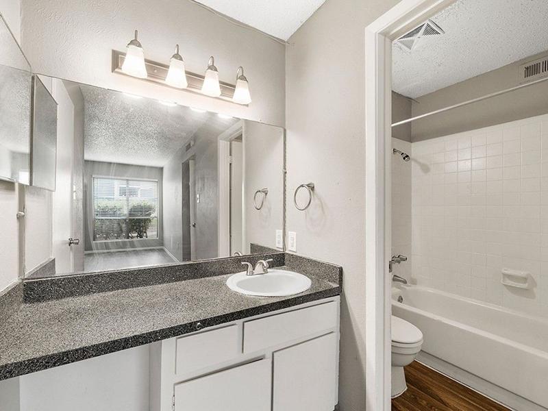Bathroom | Alamo Oaks Apartment San Antonio