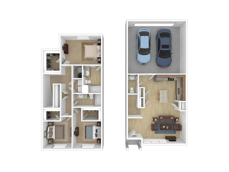3x2.5 floor plan at Calla Homes