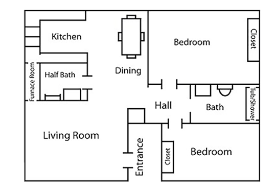 Floorplan for Cambridge Court Apartments