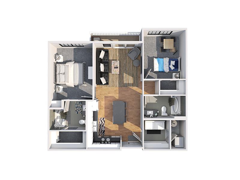 2 Bedroom A floor plan at Canyon View Living on 12th