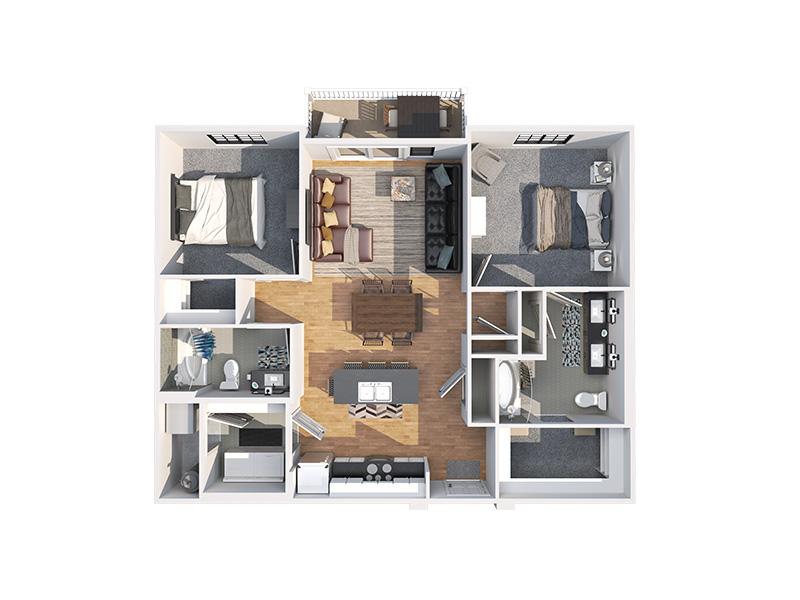 2 Bedroom B floor plan at Canyon View Living on 12th