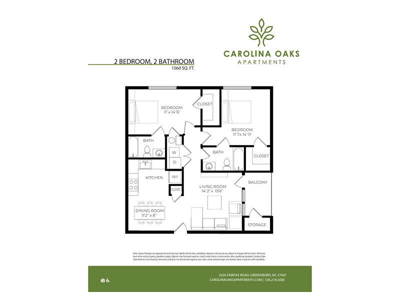 Carolina Oaks Apartments Floor Plan 2 BR Sunroom