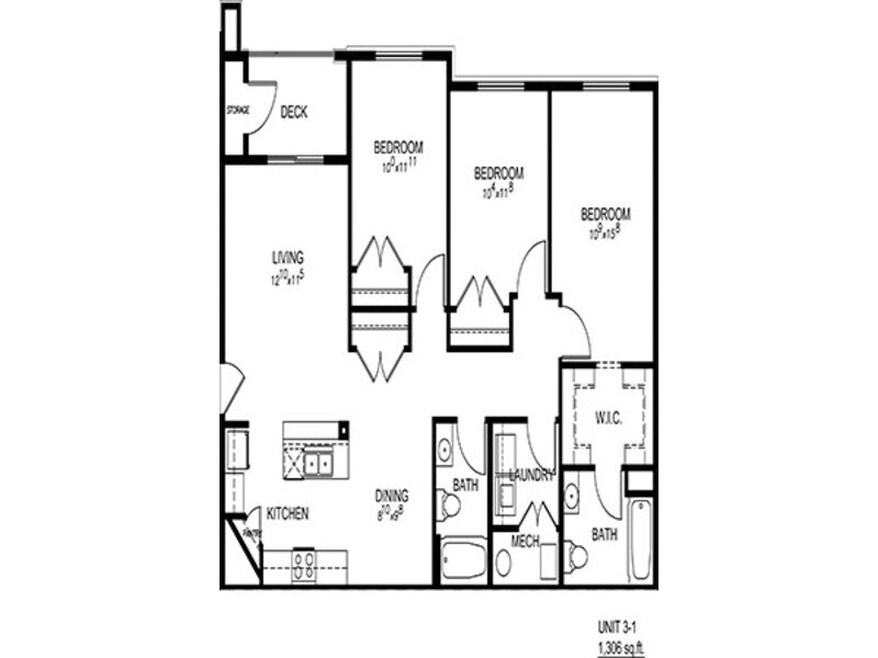 Central Park Station Apartments Floor Plan Three Bedroom