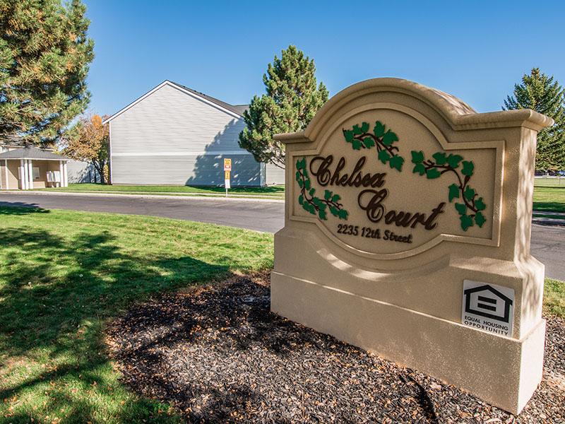 Entrance Sign | Chelsea Court Apartments in Idaho Falls, ID