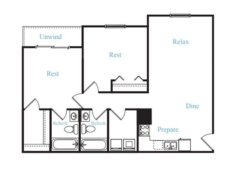 Claypond Commons Apartments Floor Plan 2 Bedroom 2 Bathroom