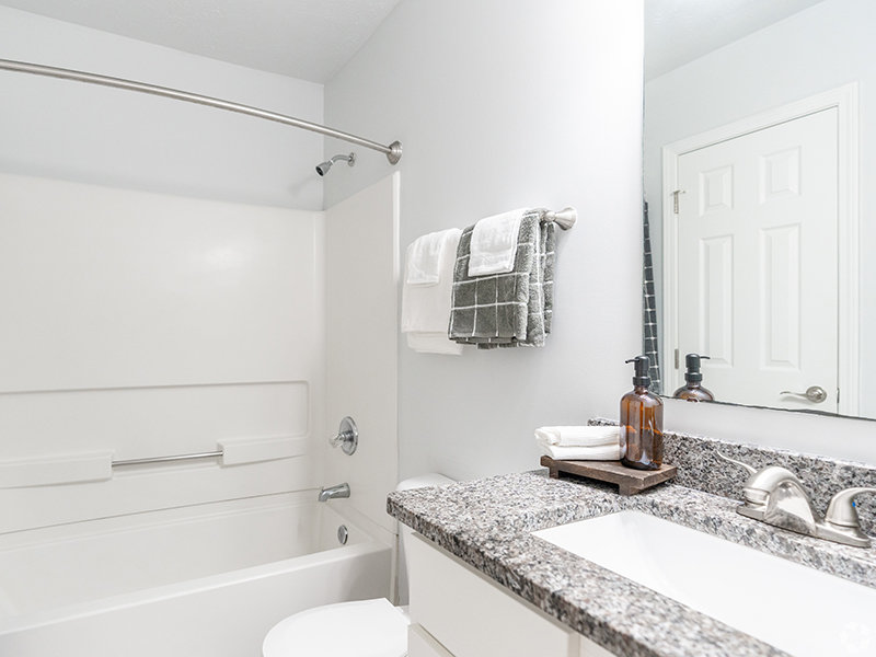 Modern Bathroom with Granite Countertops | Cliffdale Crossing