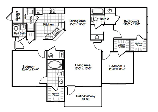 Floorplan for Colton Creek Apartments