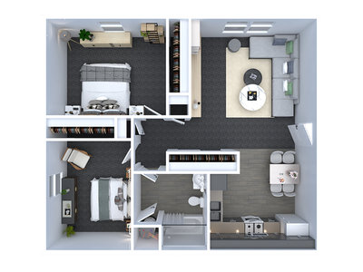 2 Bedroom 1 Bathroom floor plan at Vermillion View in Page, AZ