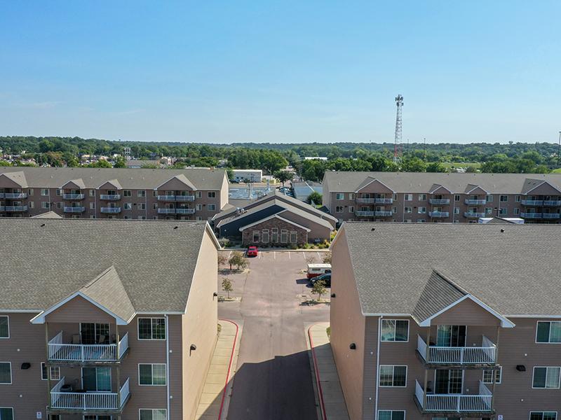 Aerial View of Entrance | Dakota Pointe Apartments in Sioux Falls, SD