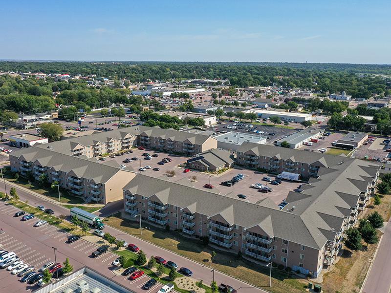 Aerial View of Apartments with Balconies | Dakota Pointe Apartments in Sioux Falls, SD