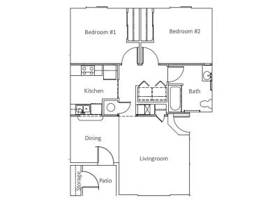 2 Bedroom 1 Bath floor plan at Desert Rose in St. George, UT
