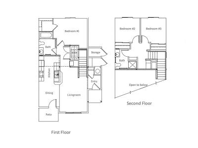 3 Bedroom 2 Bath B floor plan at Desert Rose in St. George, UT