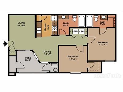 2 Bedroom 2 Bathroom floor plan at eGate Apartments in West Valley City, UT