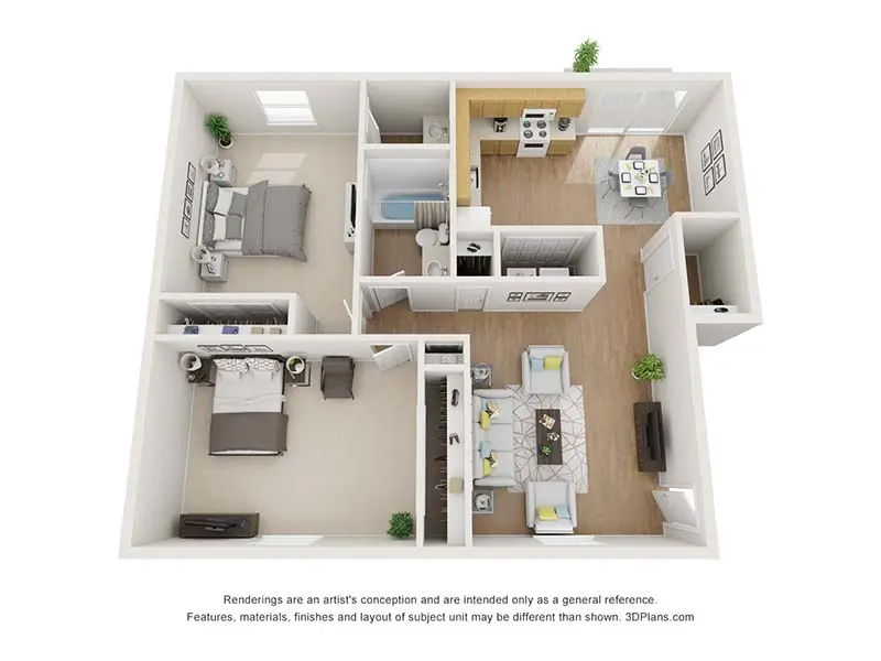 2 Bedroom 2 Bath floorplan at Fairview Village