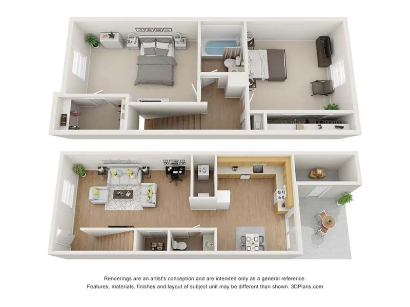 2 Bedroom 1.5 Bath floorplan at Fairview Village