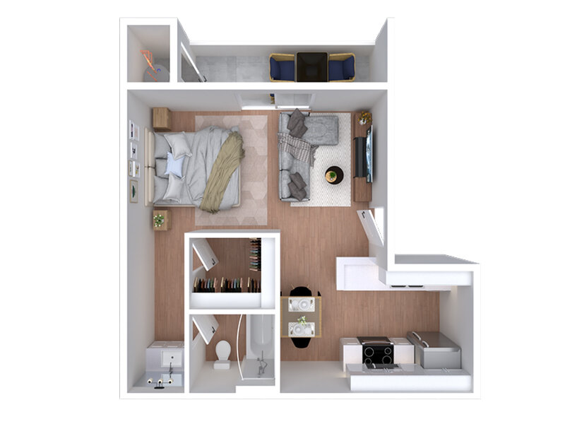 Our The Sierra is a Studio, 1 Bathroom Apartment
