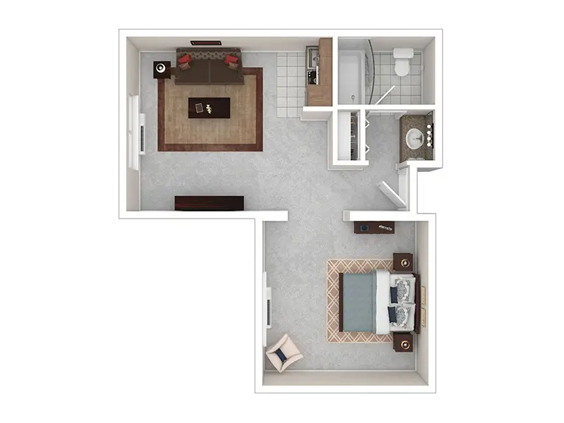 1x1 floor plan at Flats at Miracle Hills