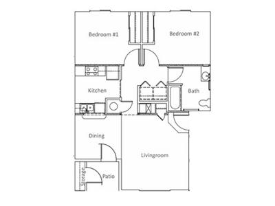 2 Bedroom 1 Bathroom floor plan at Fountain Heights in St. George, UT