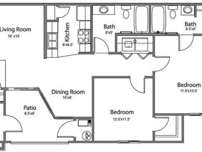 2 Bedroom 2 Bathroom floor plan at Front Gate in Murray, UT