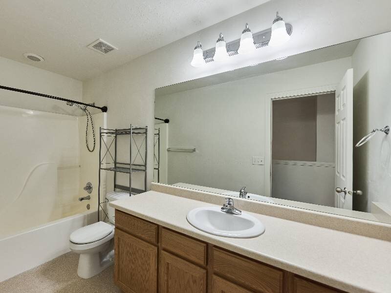 Bathroom with Spacious Vanity | Garden View Townhomes