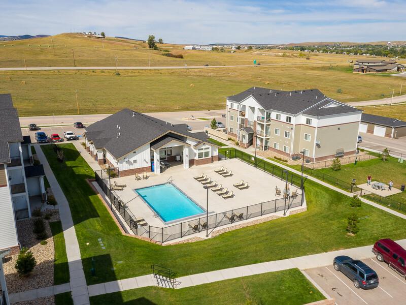 Pool - Aerial View | Gateway Apartments in Rapid City, SD