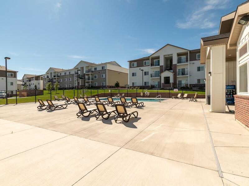 Poolside Seating | Gateway Apartments in Rapid City, SD