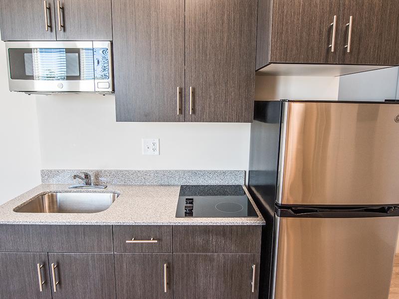 Kitchen with Cooktop | Greenprint at North Temple Apartments in Salt Lake City, UT