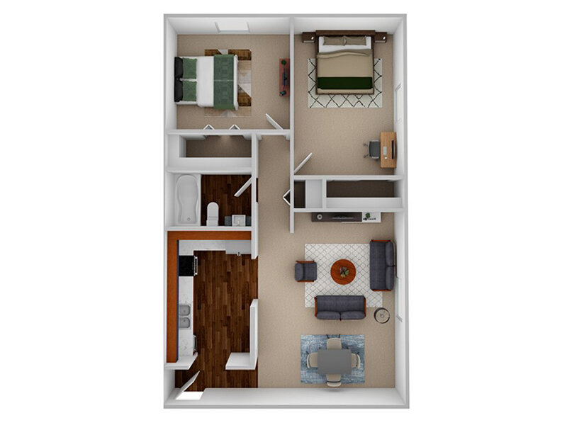 Our 2x1 is a 2 Bedroom, 1 Bathroom Apartment