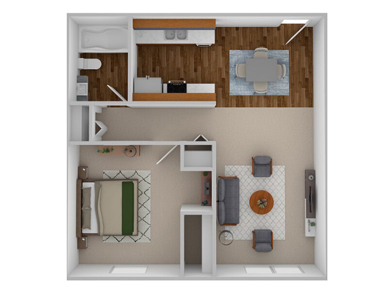 Our 1x1 is a 1 Bedroom, 1 Bathroom Apartment