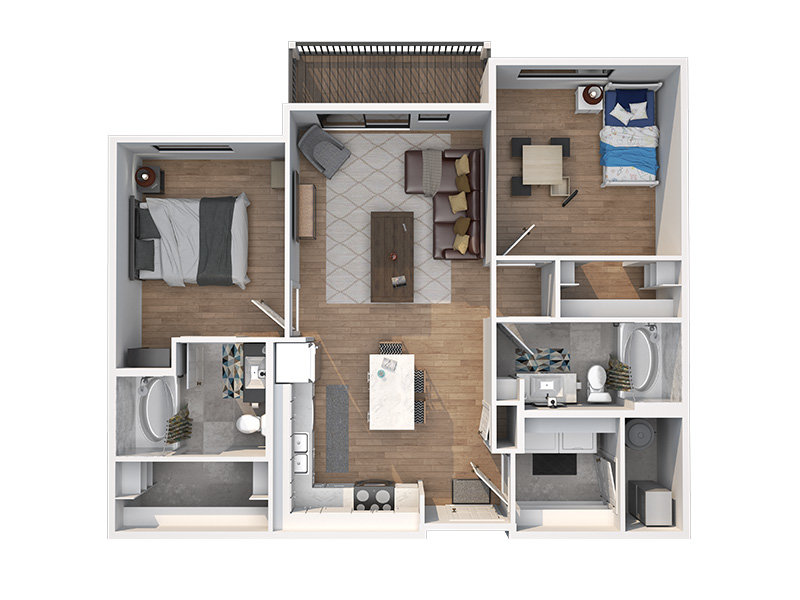 2x2 floor plan at Hilltop Towers
