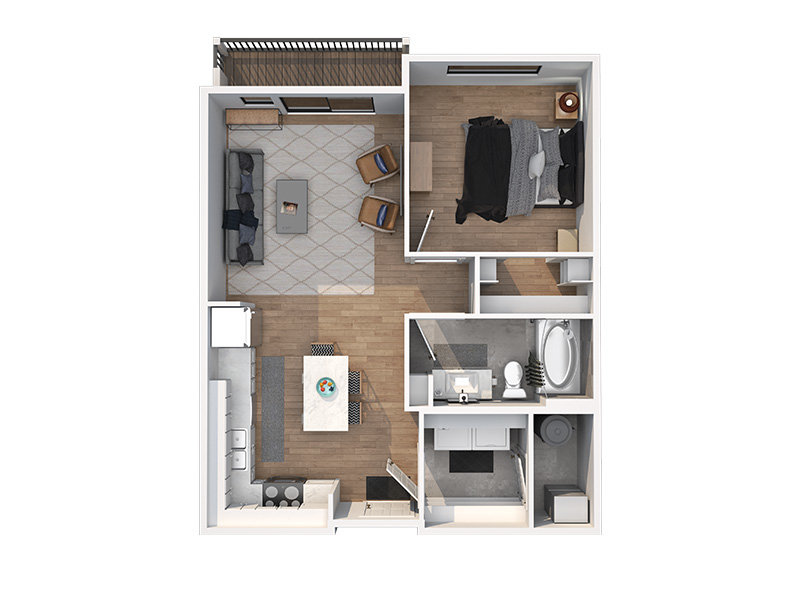 1x1 floor plan at Hilltop Towers