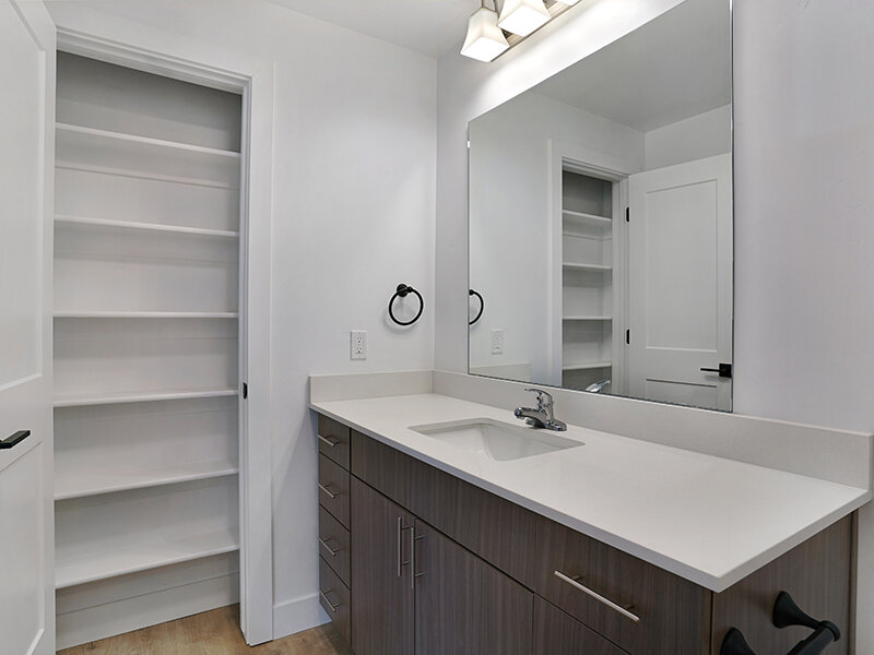 Bathroom with Linen Closet | Homestead Landing Apartments
