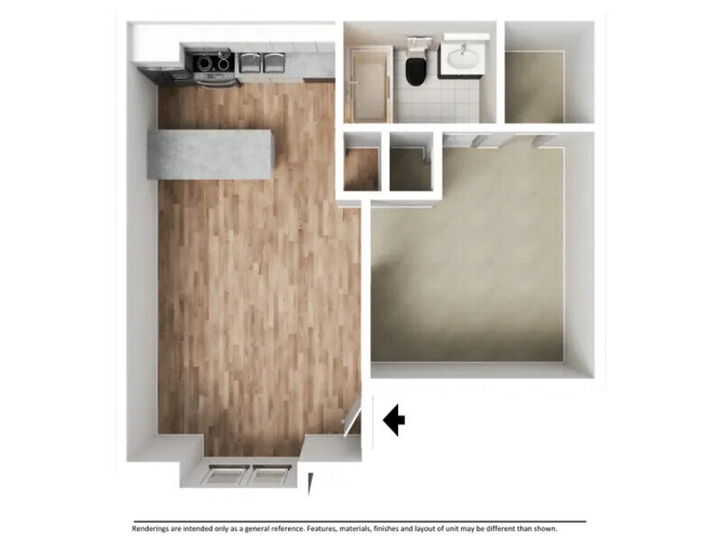 A1 floor plan - 3D Unfurnished