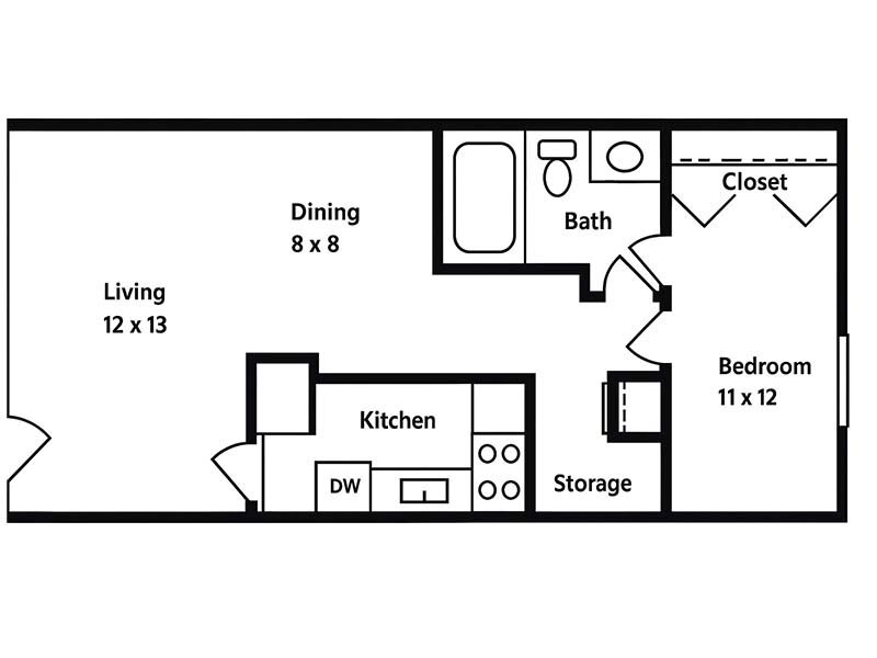 Our 1x1 C is a 1 Bedroom, 1 Bathroom Apartment