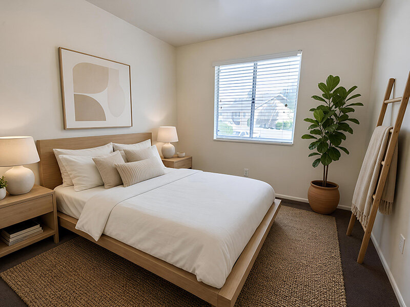 Bedroom with Window and Carpeted Flooring | Kaysville Country Townhomes