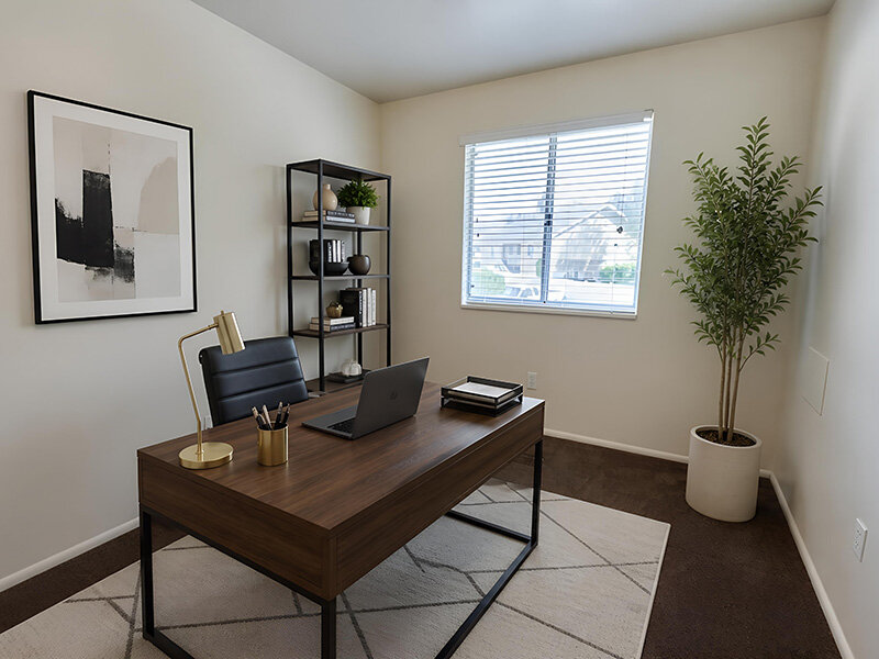 Office Desk with Window and Interior Plant | Kaysville Country Townhomes