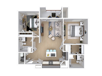 2 Bedroom Corner floor plan at Kuna Commons in Kuna, ID