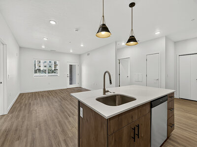 Kitchen Island and Living Room | Kuna Commons