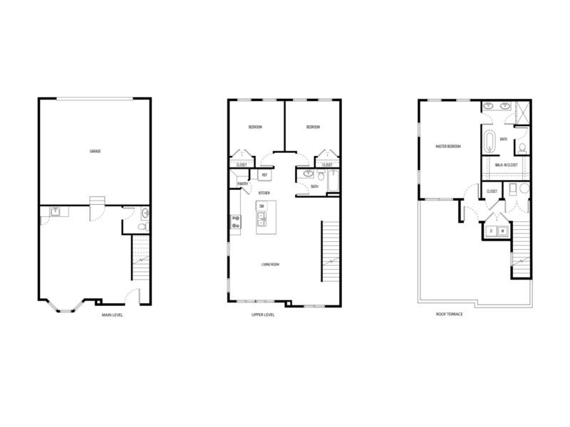 L59 Apartments Floor Plan 3x2 Townhome (Middle Unit)