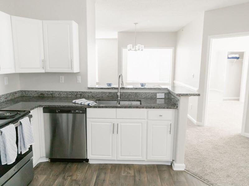 Kitchen and Living Room | The Lakes at Town Center Apartments