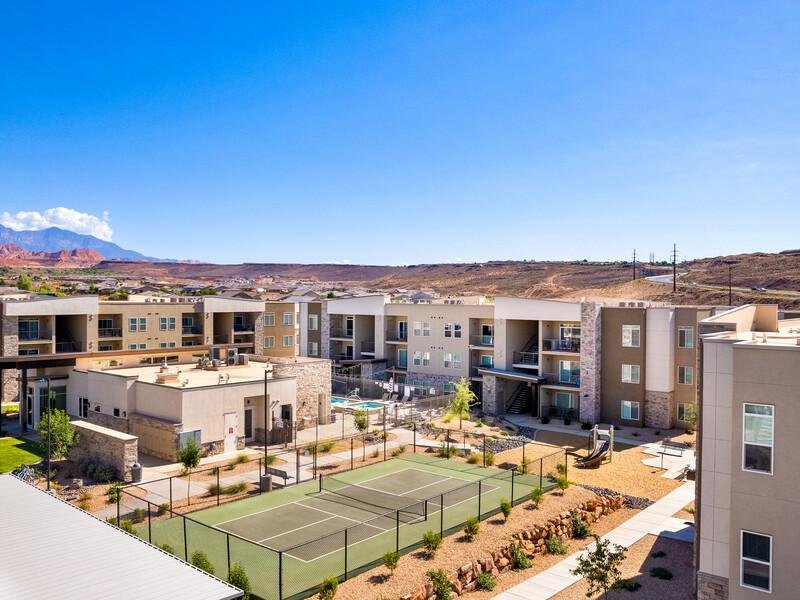 Tennis Court - Aerial View | La Vida at Sienna Hills Apartments in Washington, UT